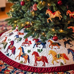 Rider Dawn Christmas Quilted Tree Skirt