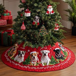 Loving Pitbull Companions Quilted Christmas Tree Skirt