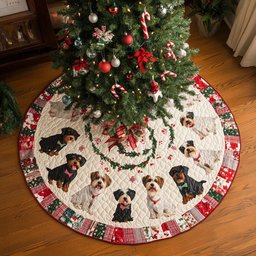 Holiday Schnauzer Cheer Christmas Quilted Tree Skirt
