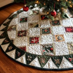 Tinsel Glow Quilted Christmas Tree Skirt