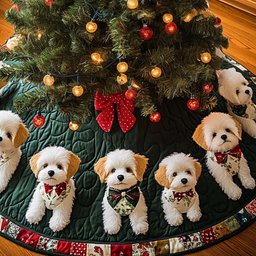 Bichon Winter Wonderland Christmas Quilted Tree Skirt