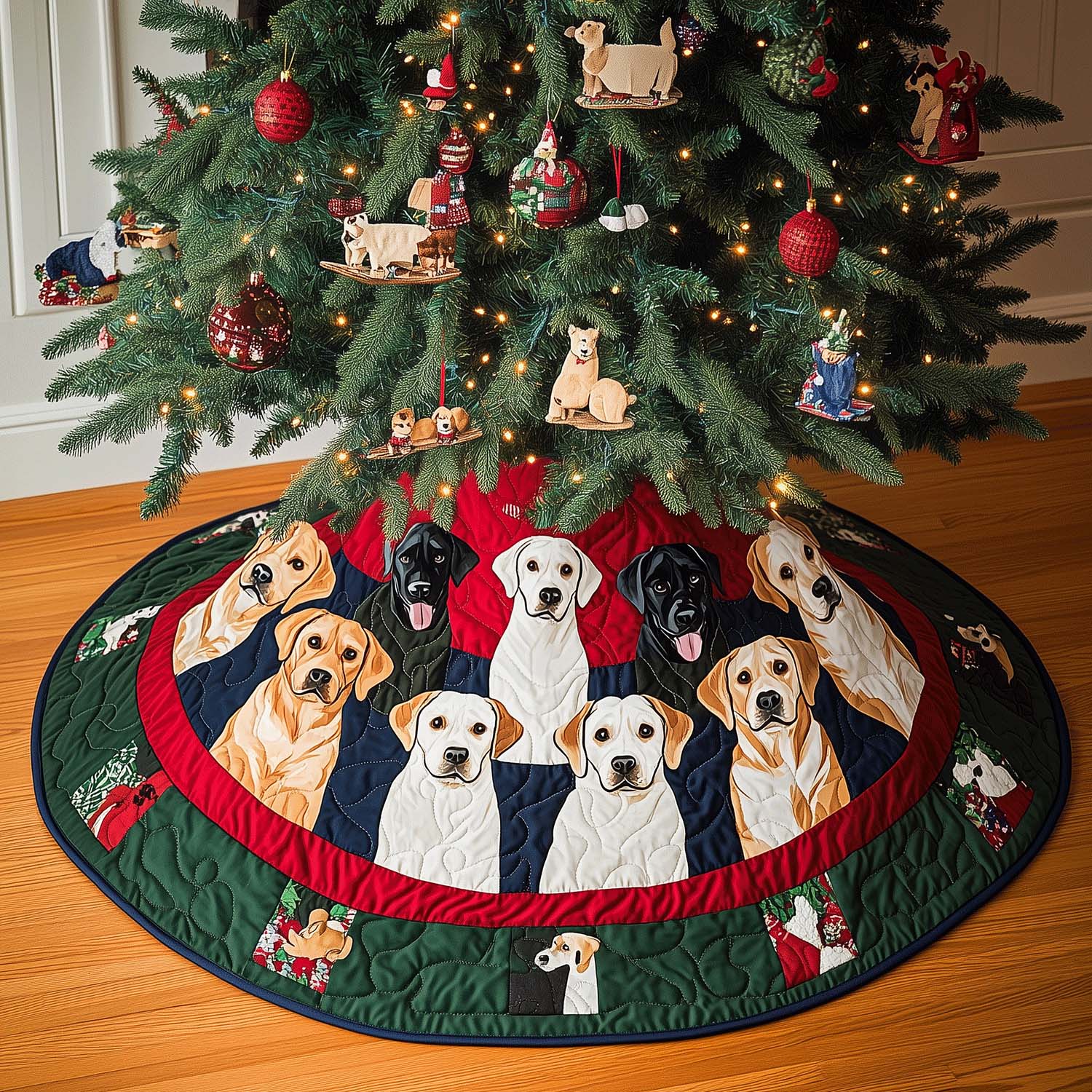 Labrador Christmas Quilted Christmas Tree Skirt