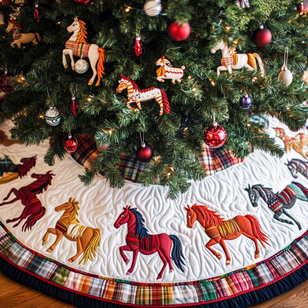 Stallion Dream Christmas Quilted Tree Skirt