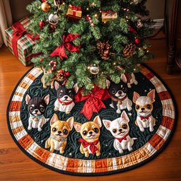 Chihuahua Noel Wishes Chritstmas Quilted Tree Skirt