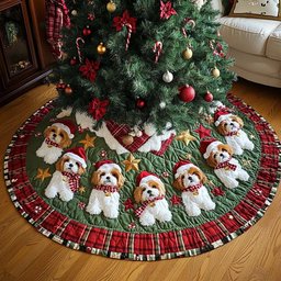 Shih Tzu Noel Christmas Quilted Tree Skirt