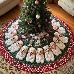 Christmas Poodle Christmas Quilted Tree Skirt