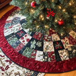 Festive Elegance Quilted Christmas Tree Skirt