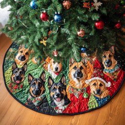Cozy Shepherd Magic Quilted Christmas Tree Skirt