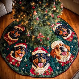 Rottie Christmas Magic Christmas Quilted Tree Skirt