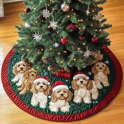 Cavapoo Magic Christmas Quilted Tree Skirt