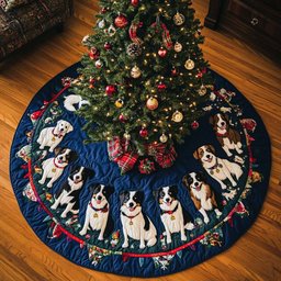 Border Collie Cheer Christmas Quilted Tree Skirt