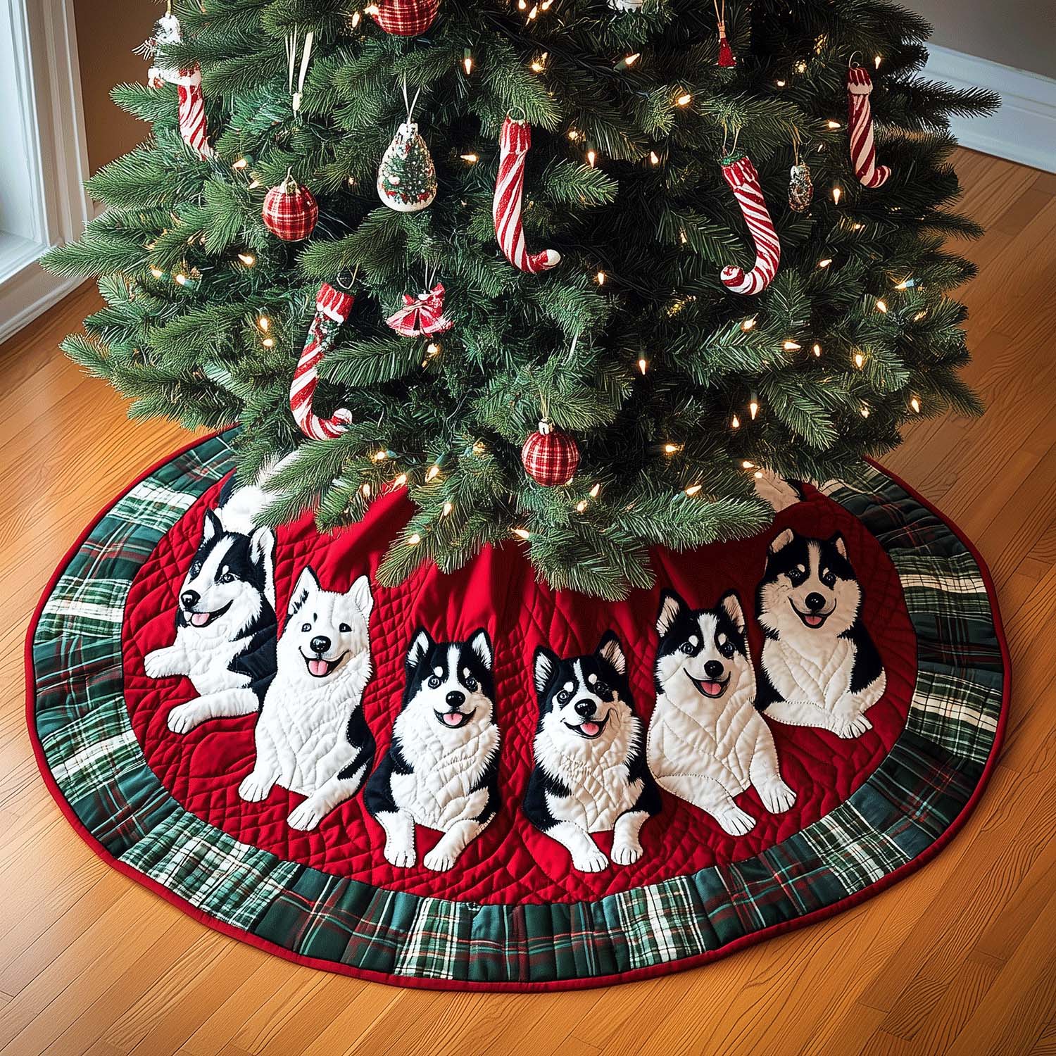 Husky Christmas Magic Quilted Christmas Tree Skirt
