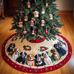 Boxer Christmas Delight Christmas Quilted Tree Skirt