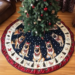 Christmas German Shepherd Christmas Quilted Tree Skirt