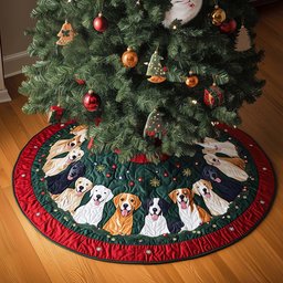 Festive Labrador Moments Quilted Christmas Tree Skirt