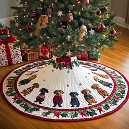 Long Dog Love Christmas Quilted Tree Skirt