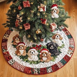 Cavapoo Love Christmas Quilted Tree Skirt