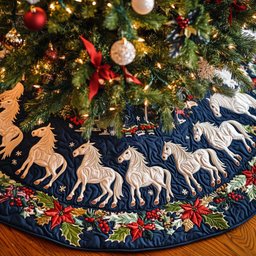 Spirit Of The Plains Christmas Quilted Tree Skirt