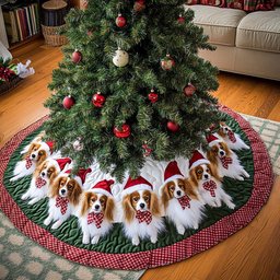 Papillon Holiday Joy Christmas Quilted Tree Skirt