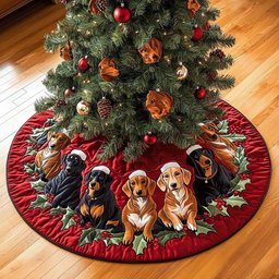 Dachshund Christmas Joy Christmas Quilted Tree Skirt