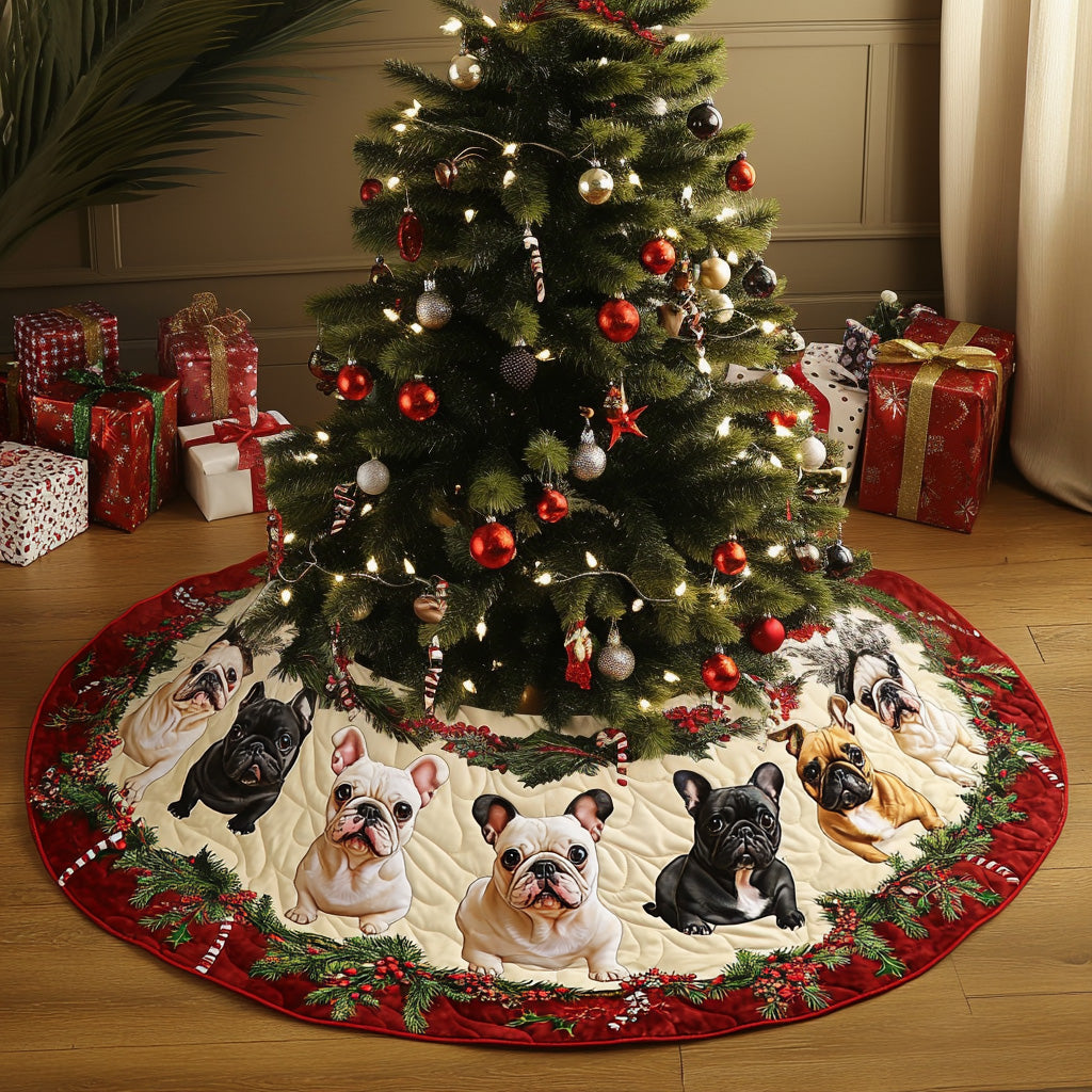 Bulldog Magic Quilted Christmas Tree Skirt