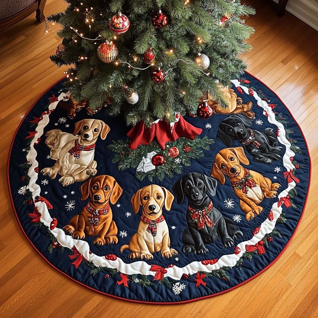 Christmas Dachshund Christmas Quilted Tree Skirt