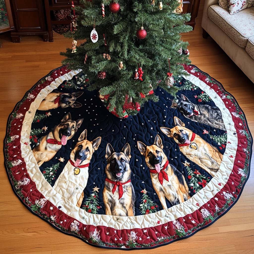 German Shepherd Christmas Joy Christmas Quilted Tree Skirt