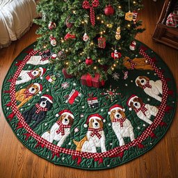 Australian Shepard Holiday Joy Christmas Quilted Tree Skirt
