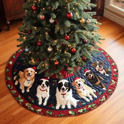 Australian Shepard Christmas Charm Christmas Quilted Tree Skirt