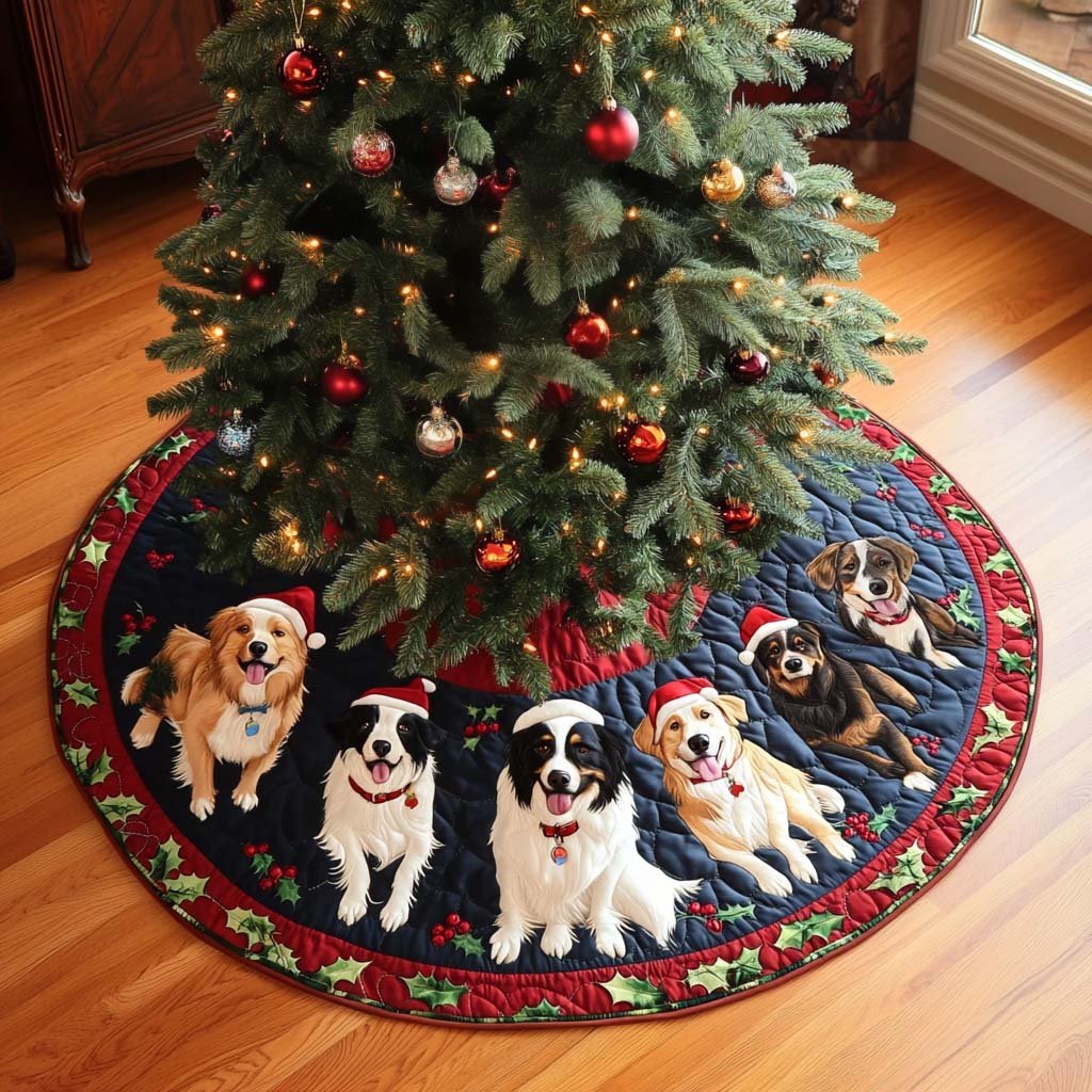 Australian Shepard Christmas Charm Christmas Quilted Tree Skirt