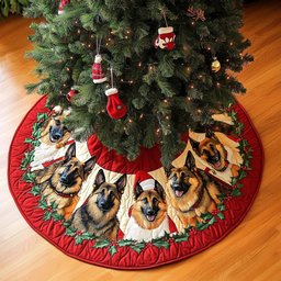 German Shepherd Xmas Joy Christmas Quilted Tree Skirt