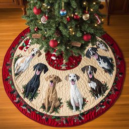 Greyhound Wonderland Christmas Quilted Tree Skirt