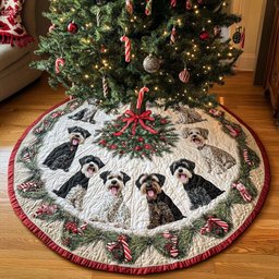 Schnauzer Tree Charm Christmas Quilted Tree Skirt