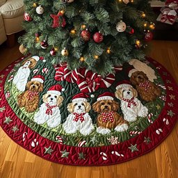 Shih Tzu Christmas Charm Christmas Quilted Tree Skirt