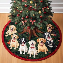 Labrador Holiday Quilted Christmas Tree Skirt