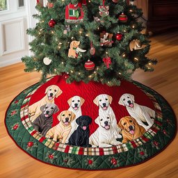 Labrador Xmas Joy Quilted Christmas Tree Skirt