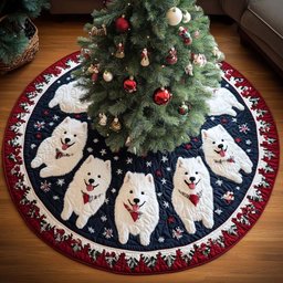Christmas Samoyed Christmas Quilted Tree Skirt