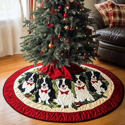 Border Collie Christmas Quilted Christmas Tree Skirt