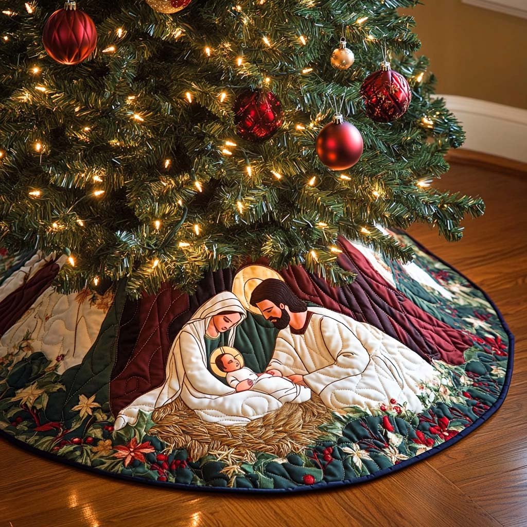 Blessed Unity Christmas Quilted Tree Skirt