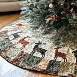 Starlit Serenade Quilted Christmas Tree Skirt