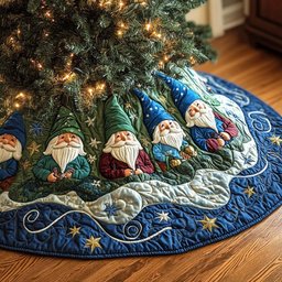 Gnome Magic Quilted Christmas Tree Skirt