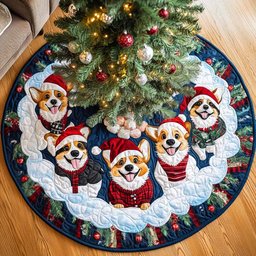 Corgi Magic Christmas Quilted Tree Skirt