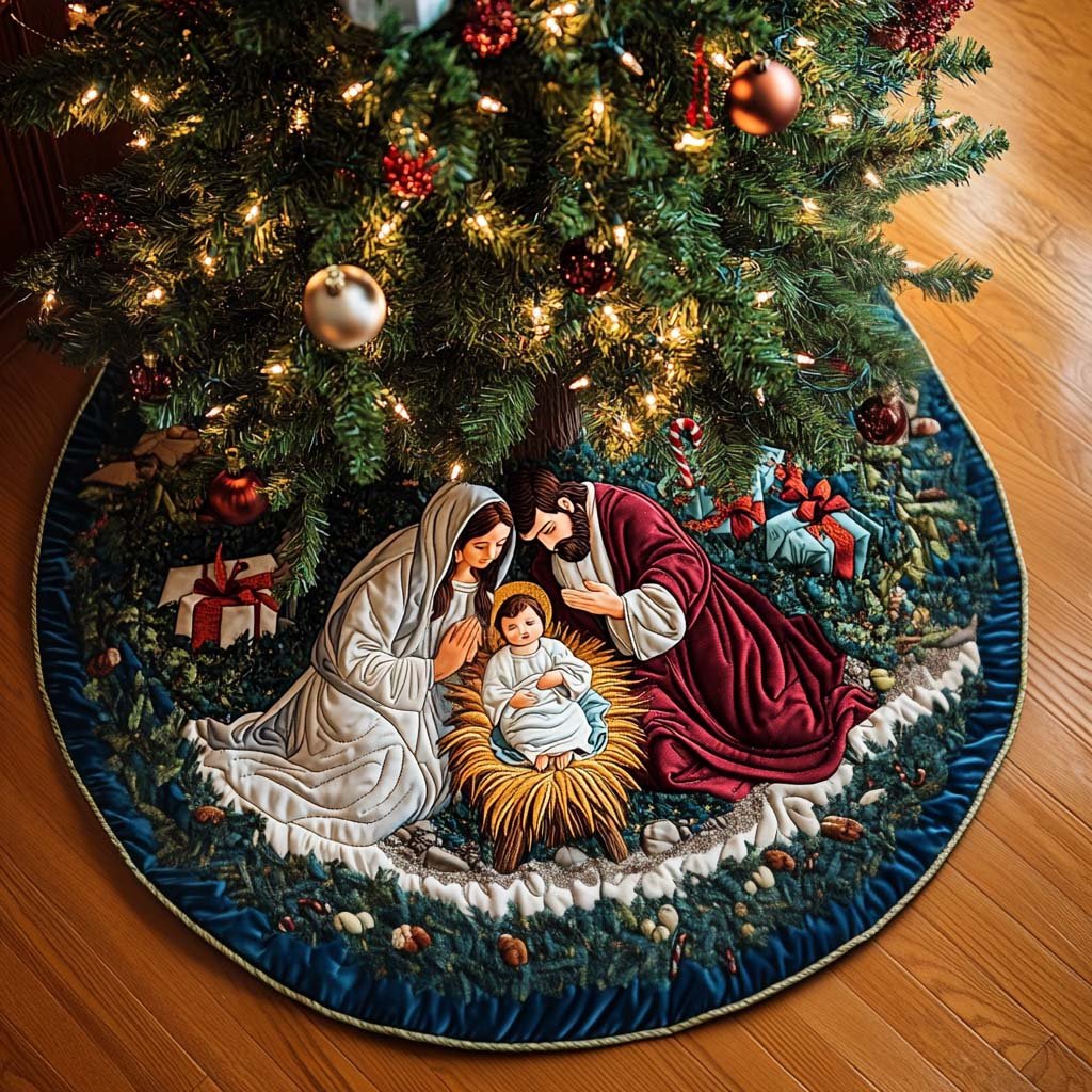 Radiant Souls Christmas Quilted Tree Skirt
