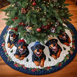 Christmas Rottweiler Christmas Quilted Tree Skirt