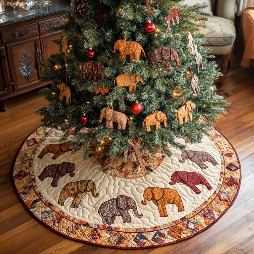 Earth Tones Christmas Quilted Tree Skirt