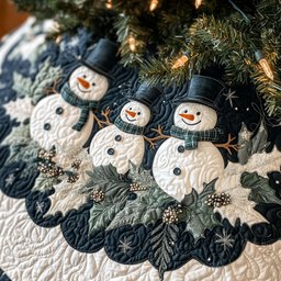 Frosted Friends Quilted Christmas Tree Skirt