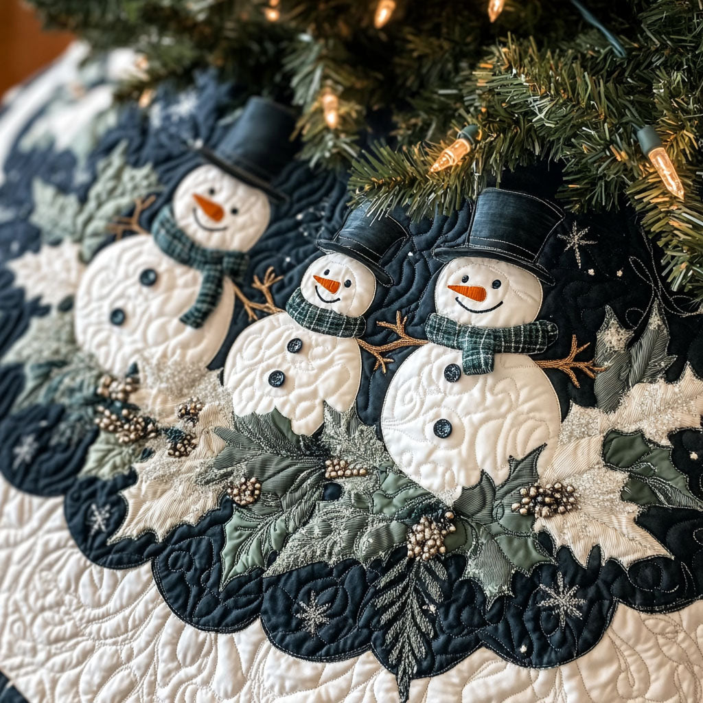 Frosted Friends Quilted Christmas Tree Skirt