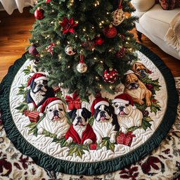 Christmas French Bulldog Christmas Quilted Tree Skirt