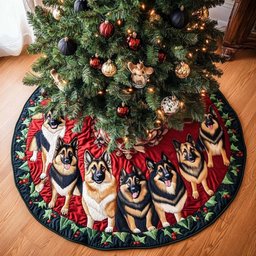 German Shepherd Dreams Christmas Quilted Tree Skirt
