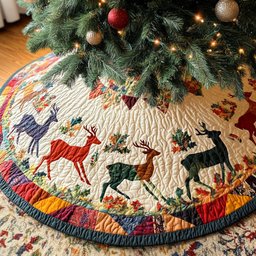 Snowy Pines Harmony Quilted Christmas Tree Skirt